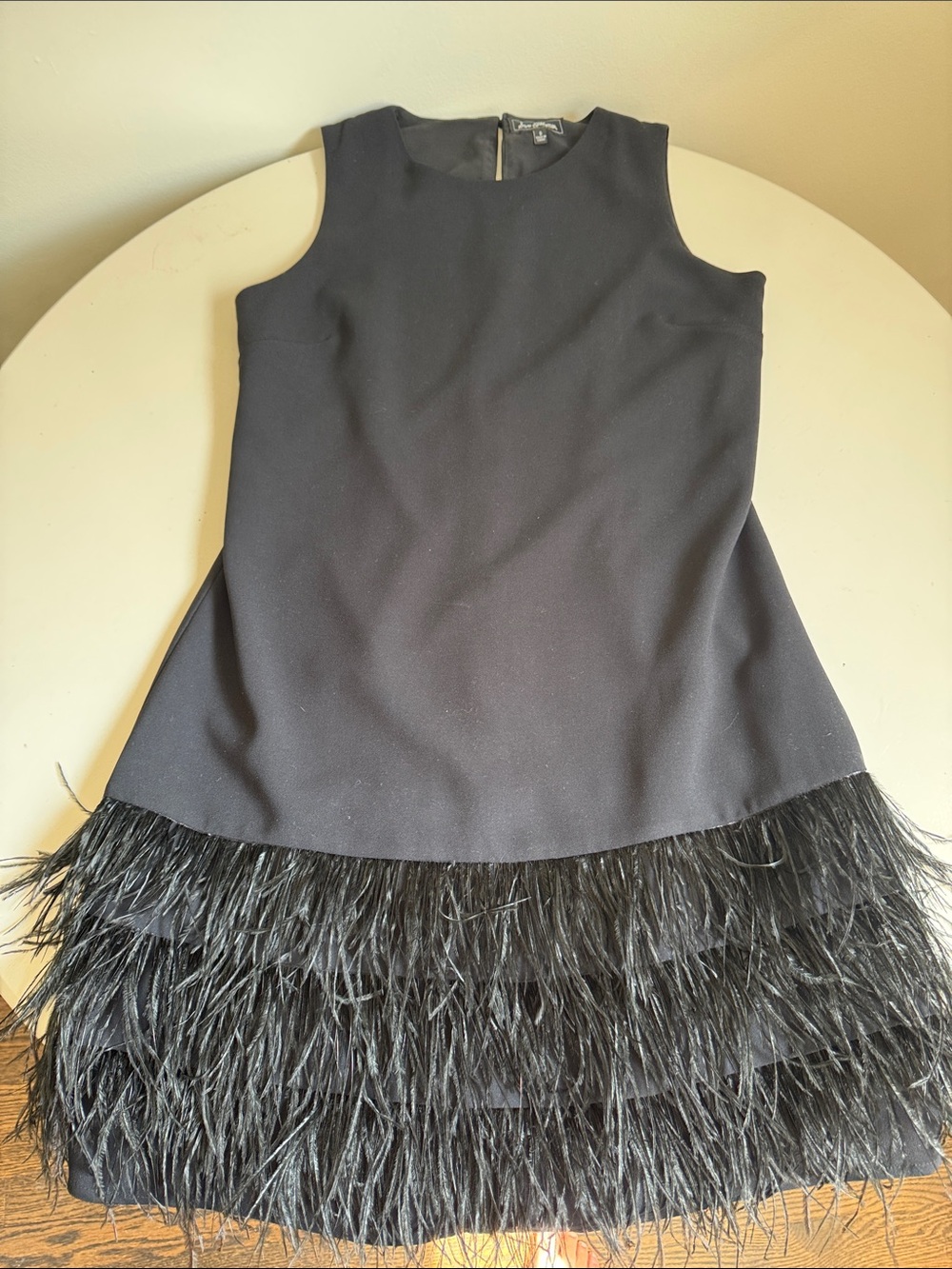 Sam Edelman Black Sleeveless Feather-Hem Cocktail Dress